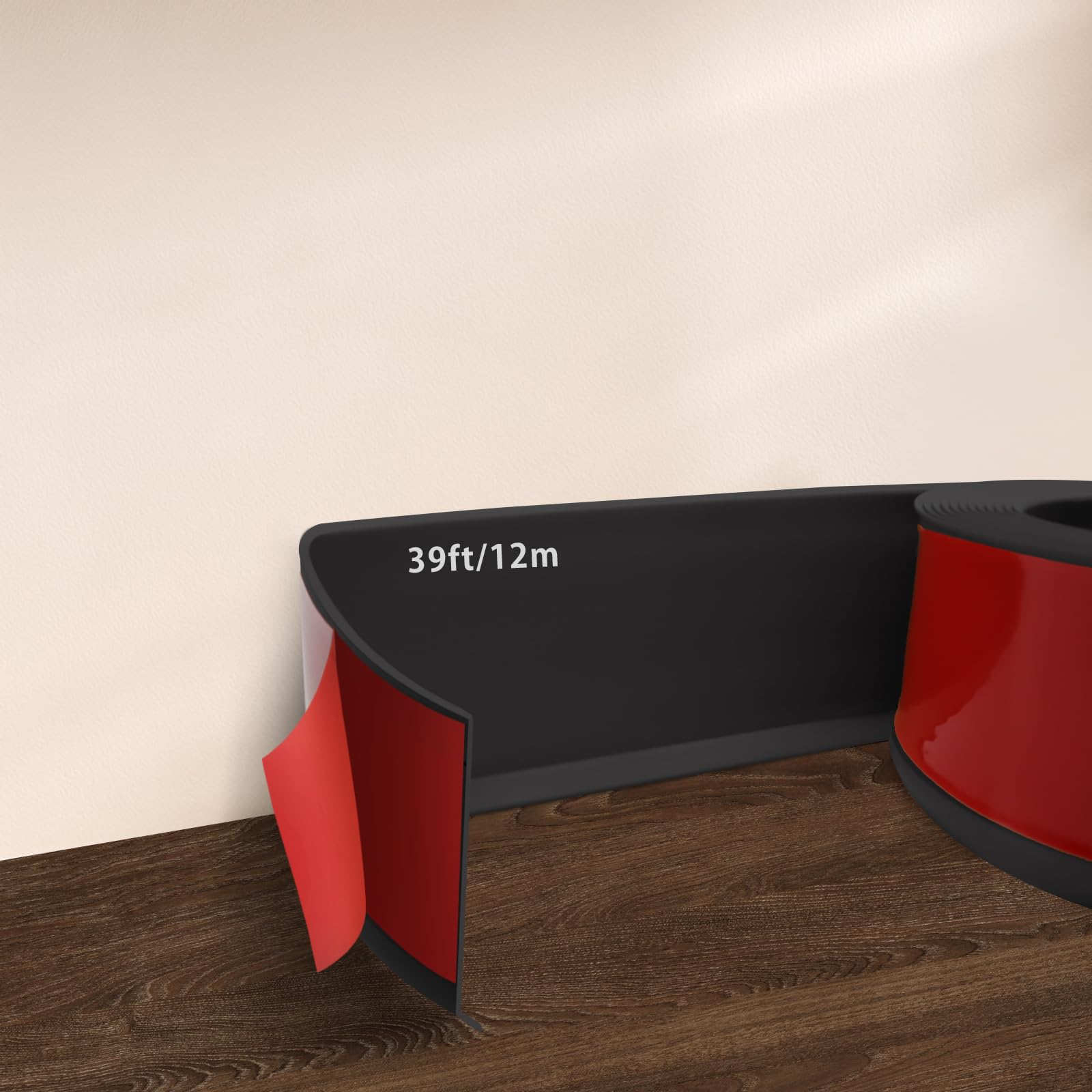 DBHXXMB-HH Vinyl Skirting Board Corner Protectors (Black 4 Inch x 39.4 Feet)