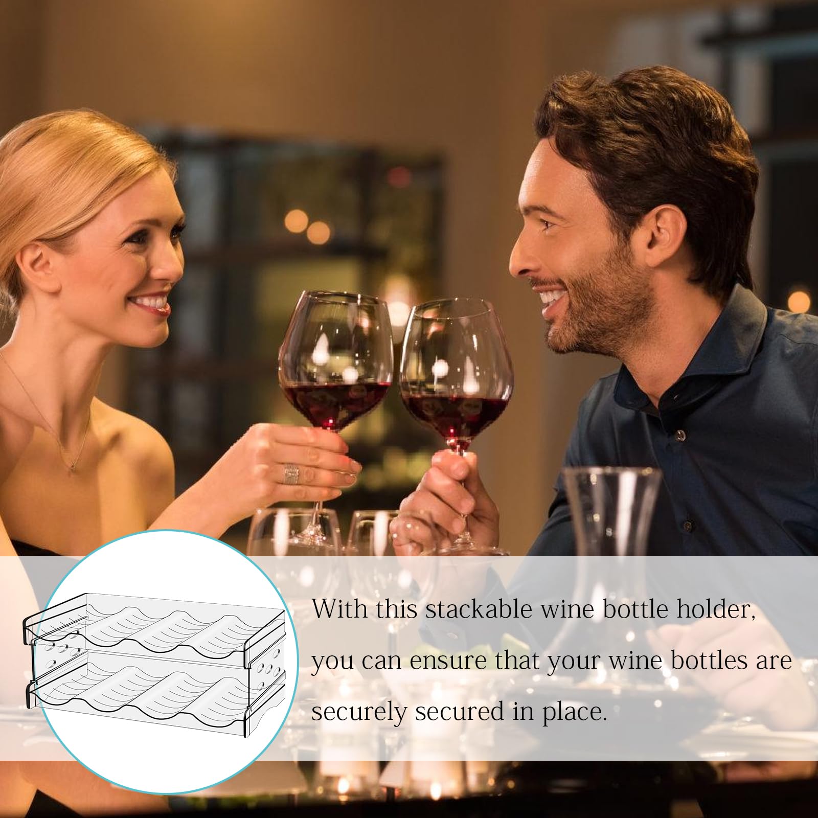 Portabottiglie Plastica Impilabile: 8 Bottiglie Portabottiglie Vino, Portabottiglie Acqua, Organizar per Bottiglie d'Acqua in Plastica per Cucina, Frigorifero, Dispensa, Armadi, Soggiorno