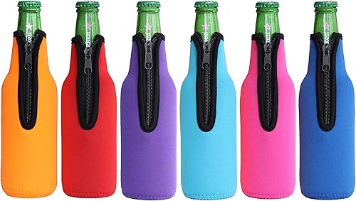 Paquete de 6 fundas para botellas de cerveza, soporte aislado de neopreno para botellas de 12 onzas, mantiene la cerveza fría y las manos calientes