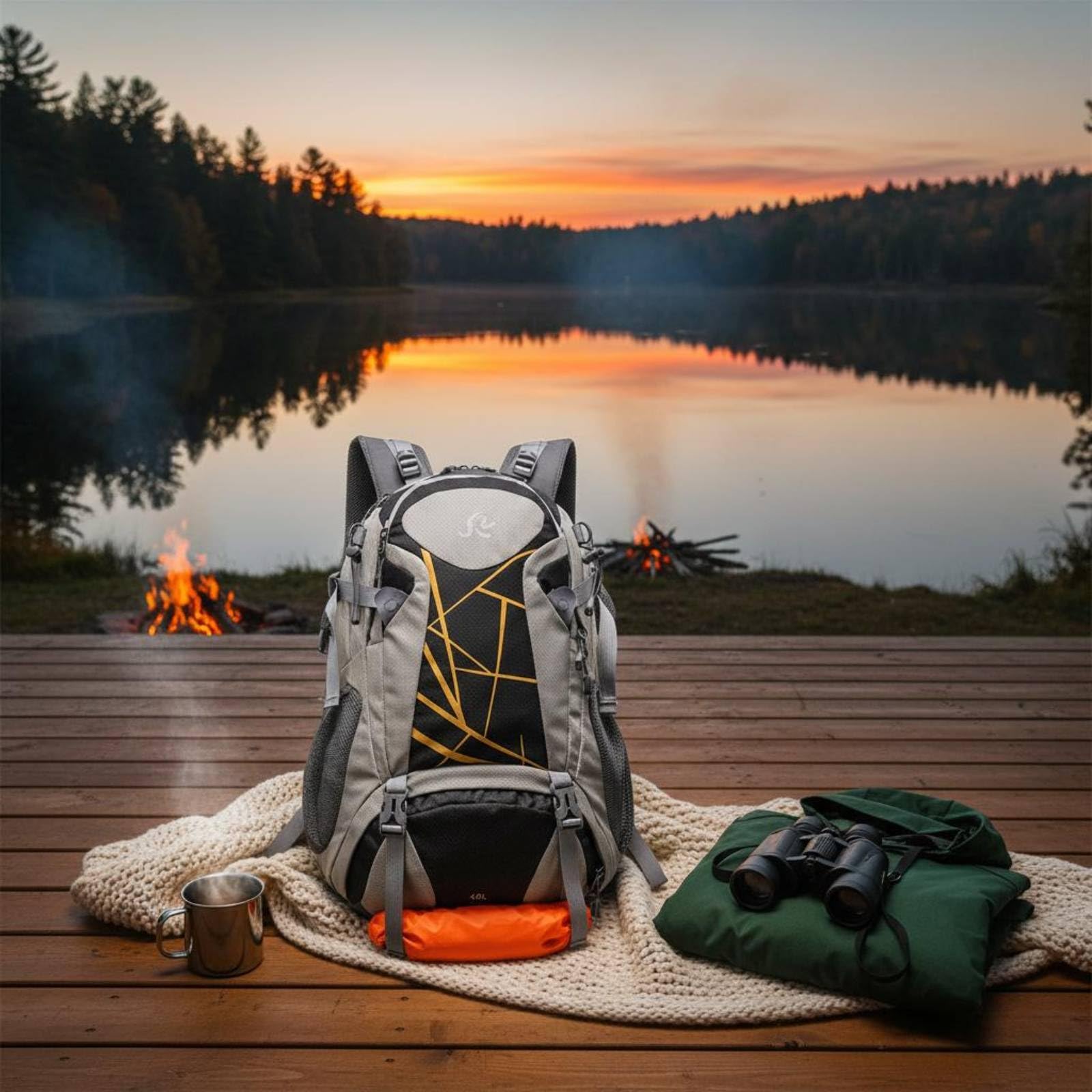 MERIGLARE Wanderrucksack Outdoor Hiking Pack Rucksack Tagesrucksack Trekkingrucksack Reiserucksack 40L Strukturierter Aufbau Mehrere Fächer Fronttasche, Grau, Grau