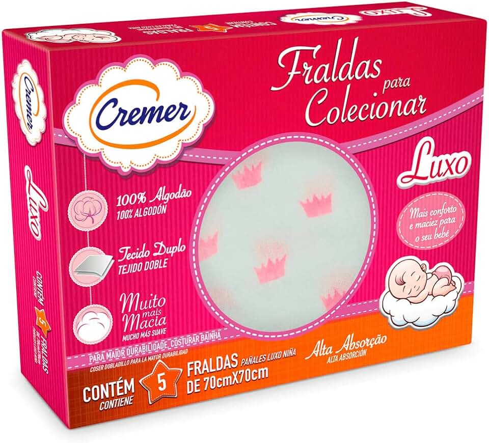 Cremer Fralda Luxo Estampa Feminina Pc Com 5 Unidades