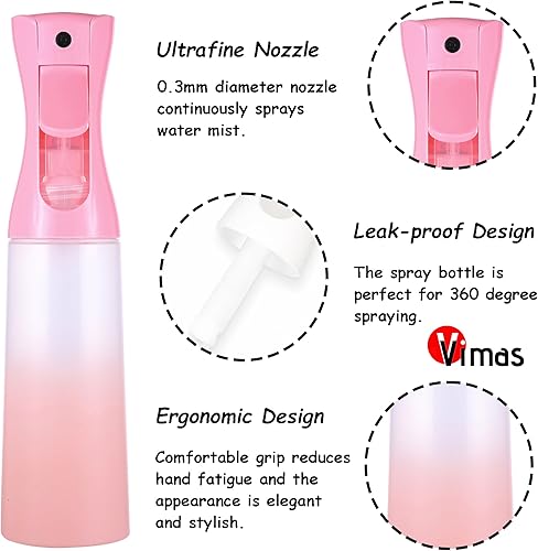 Miniatura 4 de Botellas de spray continuo, botellas recargables de spray de agua para cocinar, limpiar, peinar, cuidado de la piel y plantas, 10 oz10.1 fl oz (rosa)