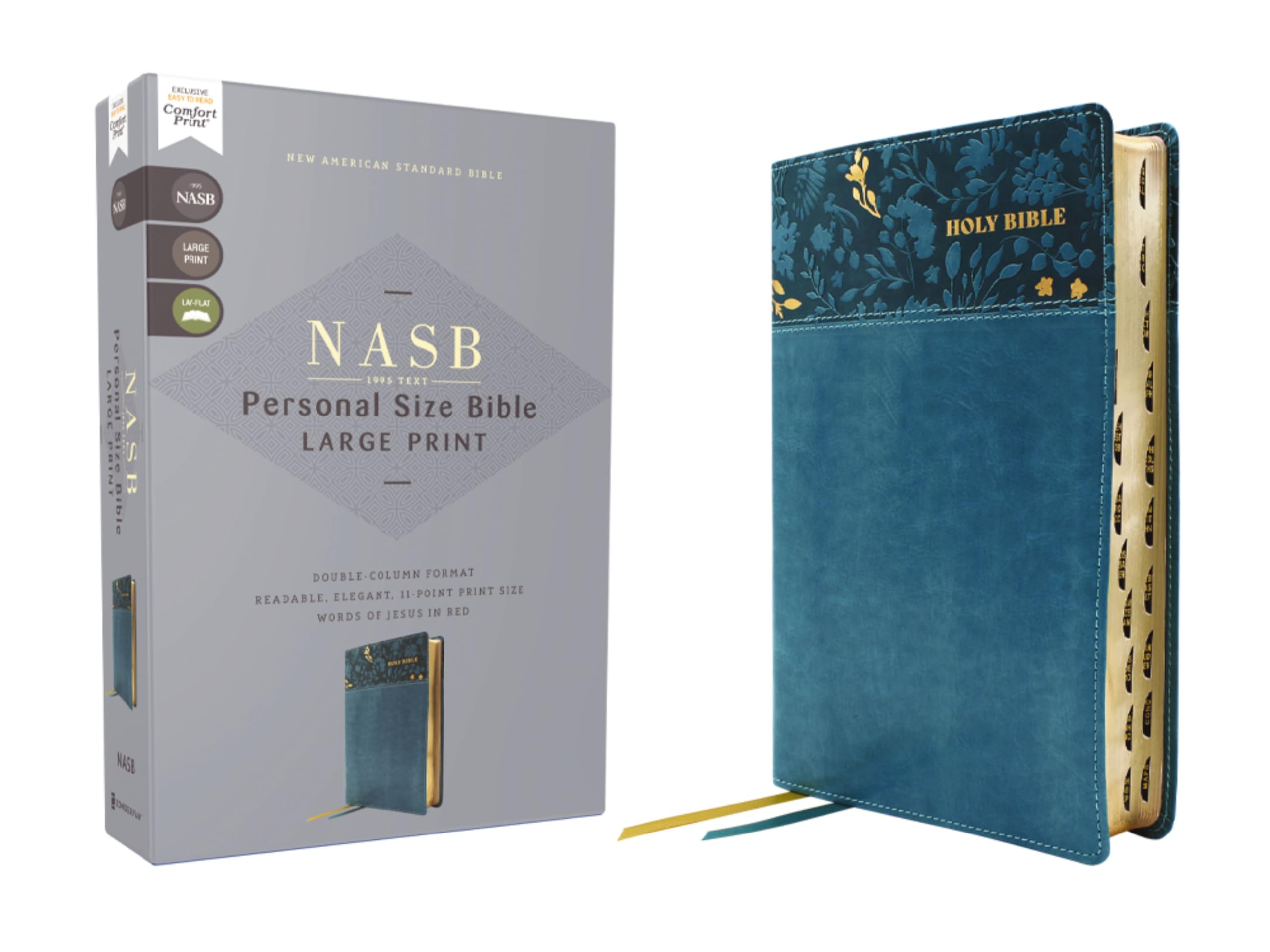 NASB, Personal Size Bible, Large Print, Leathersoft, Teal, Red Letter, 1995 Text, Thumb Indexed, Comfort Print: New American Standard Bible, Teal, ... Size, Red Letter, 1995 Text, Comfort Print
