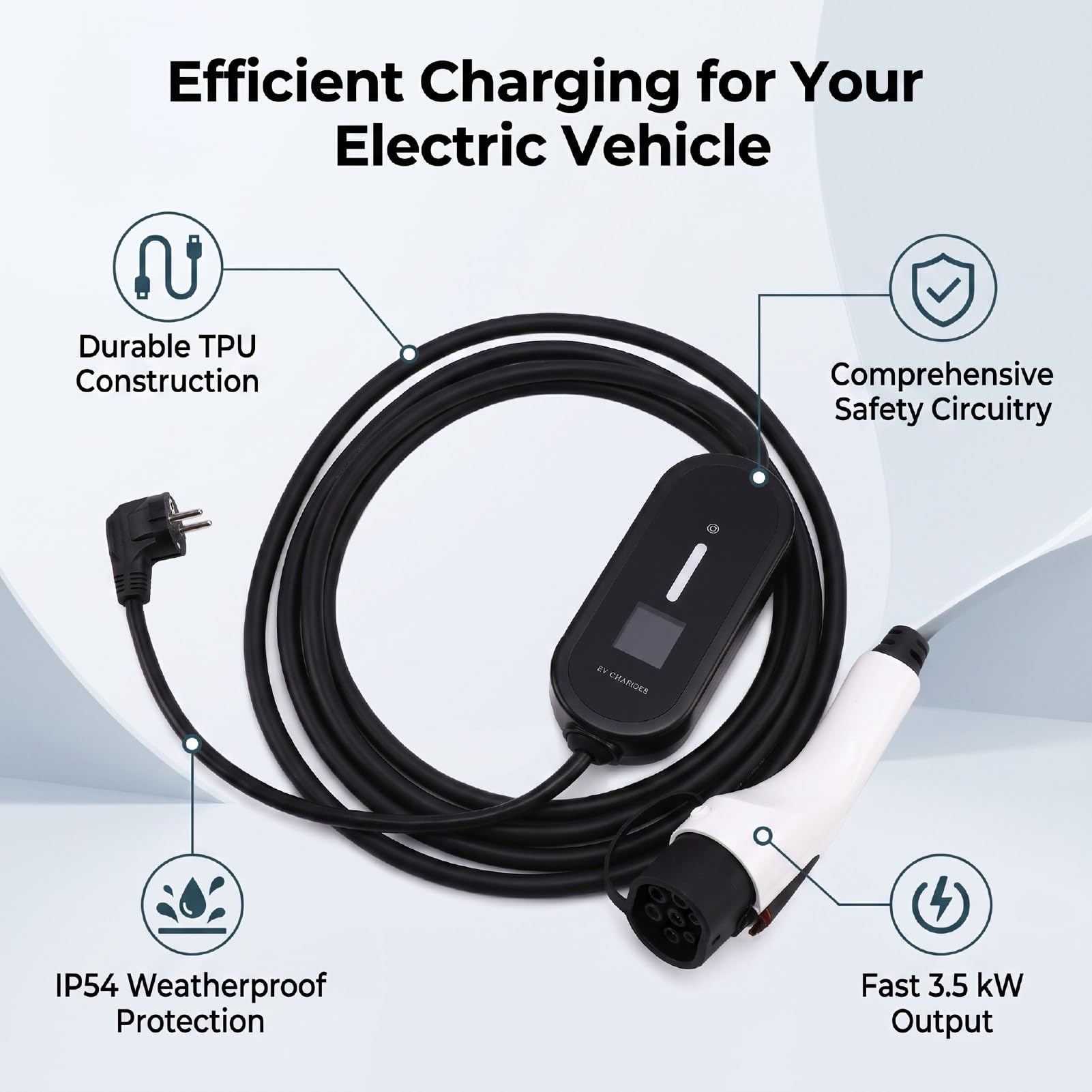 aqxreight GBT Przenośna ładowarka EV 6A do 16A IP54 Wodoodporny Kabel do ładowania Pojazdów Elektrycznych 5M z Kablem Zewnętrznym TPU i Odprowadzaniem Ciepła dla Bezpiecznego i Wydajnego