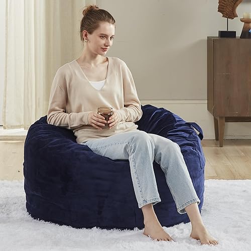 Miniatura 5 de Codi Puf con relleno incluido, 3 pies  Cómodo puf, espuma viscoelástica añadida  lavable a máquina y suave funda de visón adherida  azul, 3 pies