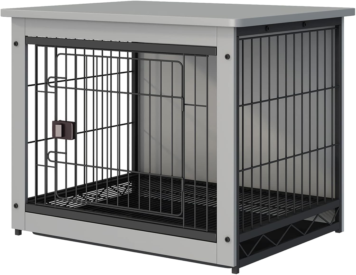 SPRICHIC Pet Cage with Crate Cover - Dog Crate Furniture, Wooden Wire Dog House, Decorative Indoor Kennel, End Table, Night Stand, Gray, Medium M(30.7" x 22.5" x 25.6") Gray