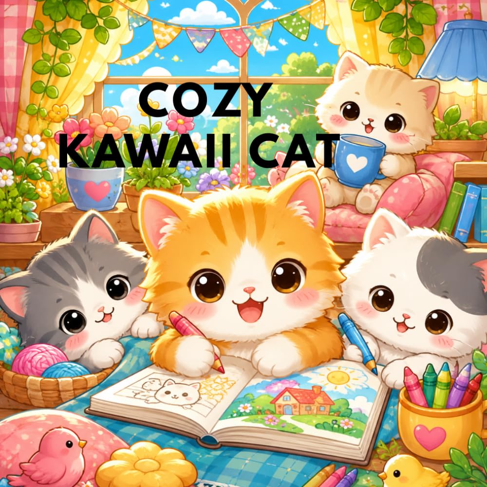 Cozy Kawaii Cat: Adorable Cozy Cat Coloring Book for Kids Ages 3–12 | Cute Everyday Adventures, Fun Activities, and Easy Coloring Pages