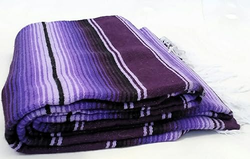 Miniatura 4 de Auténtica manta mexicana de sarape  Manta saltillo mexicana ligera multicolor hecha a mano  Falsa de estilo mexicano clásico, patrón de rayas,