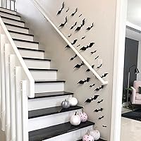 Vista 3 de Decoración de pared de murciélagos 3D de Halloween, decoración de murciélagos de plástico mejorada, 60 unidades, 4 tamaños, reutilizables, PVC