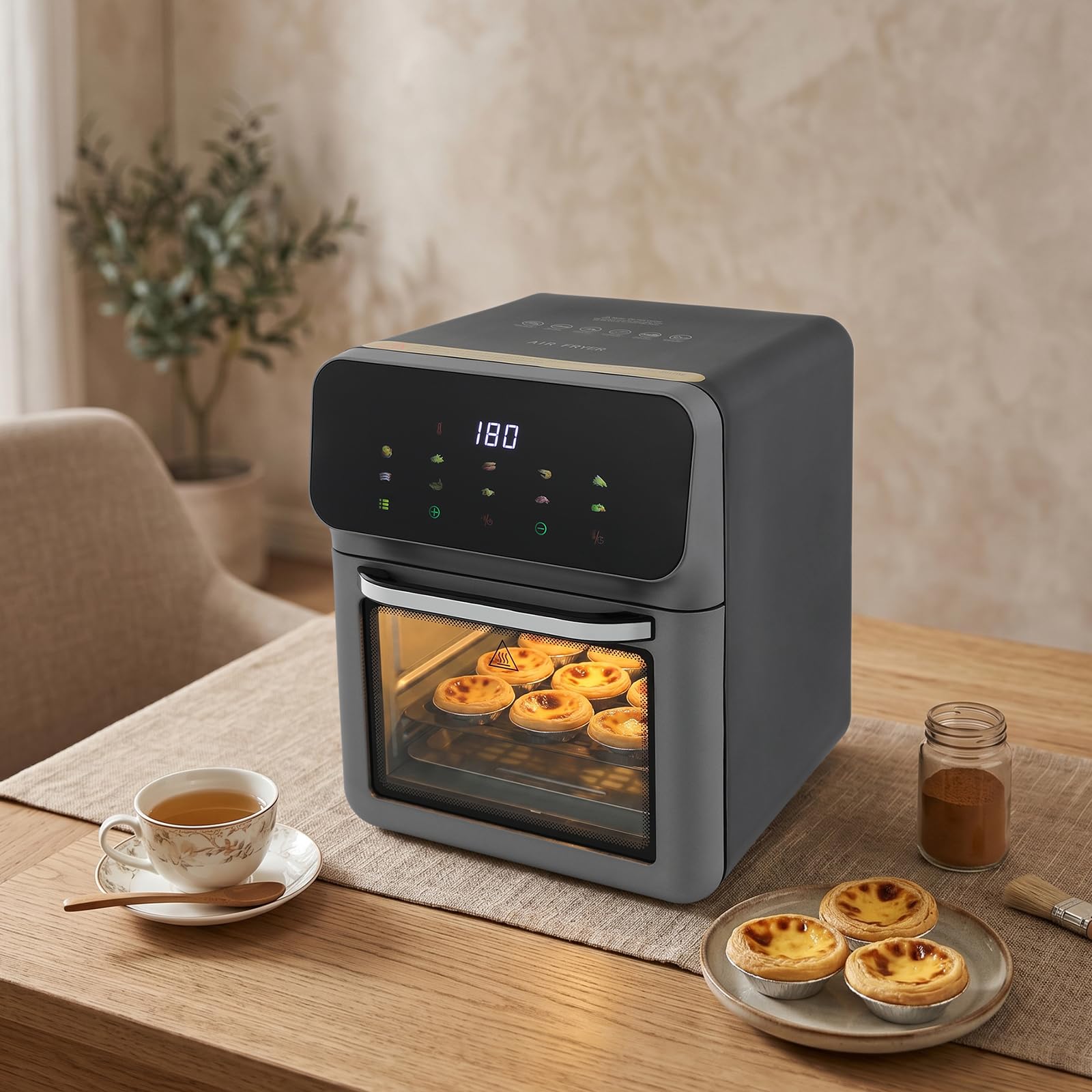 Friggitrice ad aria,air fryer 10L,senza olio con finestra,touchscreen LED