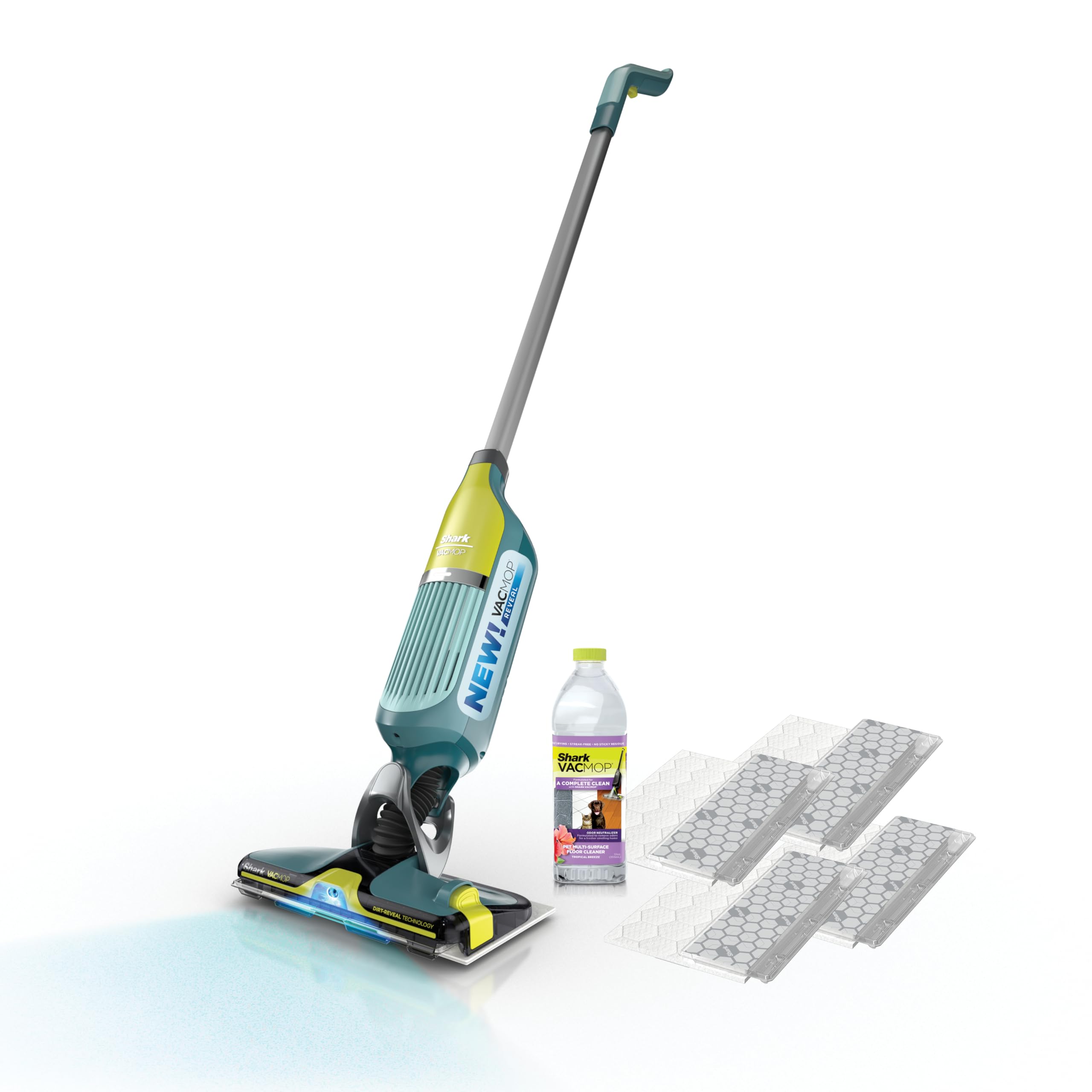 Shark VACMOP Reveal New Cordless Hard Floor Cleaner, Vacuum & Spray Mop, Powerful Suction, Lightweight, Illumination Light