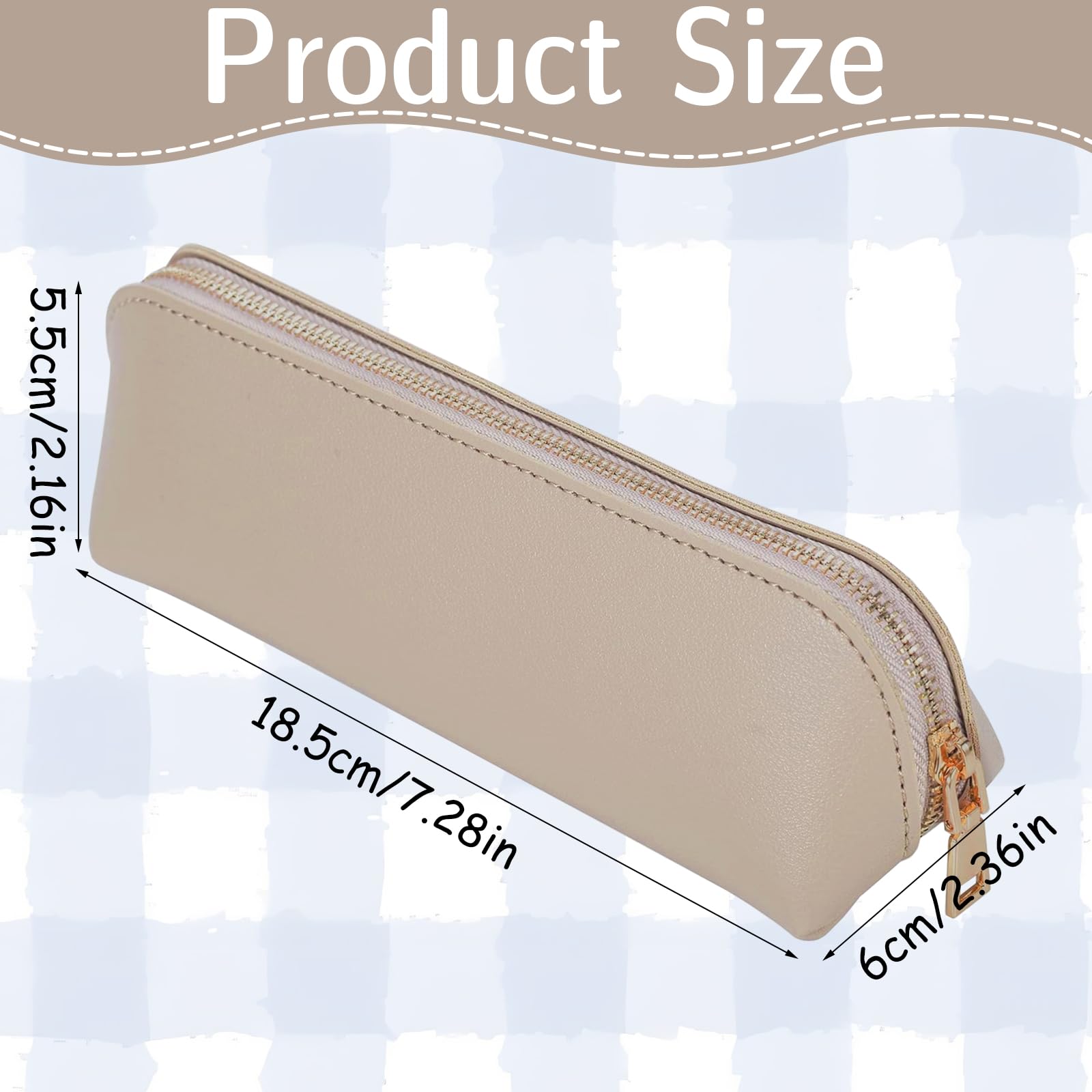 Pencil Case PU Cases 18.5 × 6 × 5.5 cm Zipper School Case Large Capacity Waterproof Portable for School, Office And Travel (Picture)