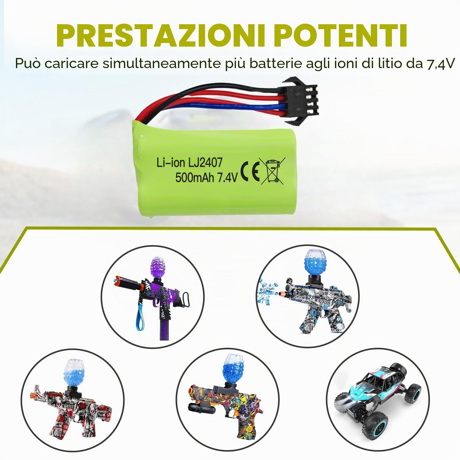 2PCS 7.4V 500mah batteria al litio ad alta velocità per EC16 DE85 Barca telecomandata/modello di nave/modello di auto