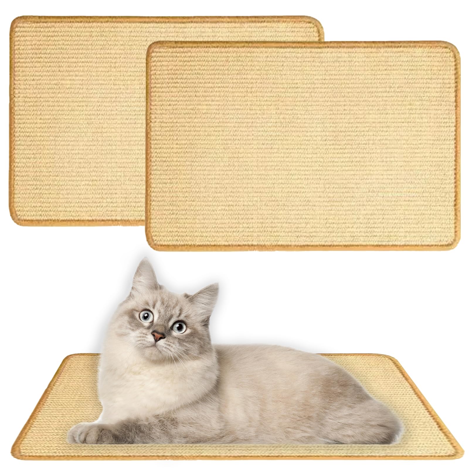ZYEKIU Cat Scratching Mat 2 Pcs Durable Natural Sisal Cat Scratch Mat