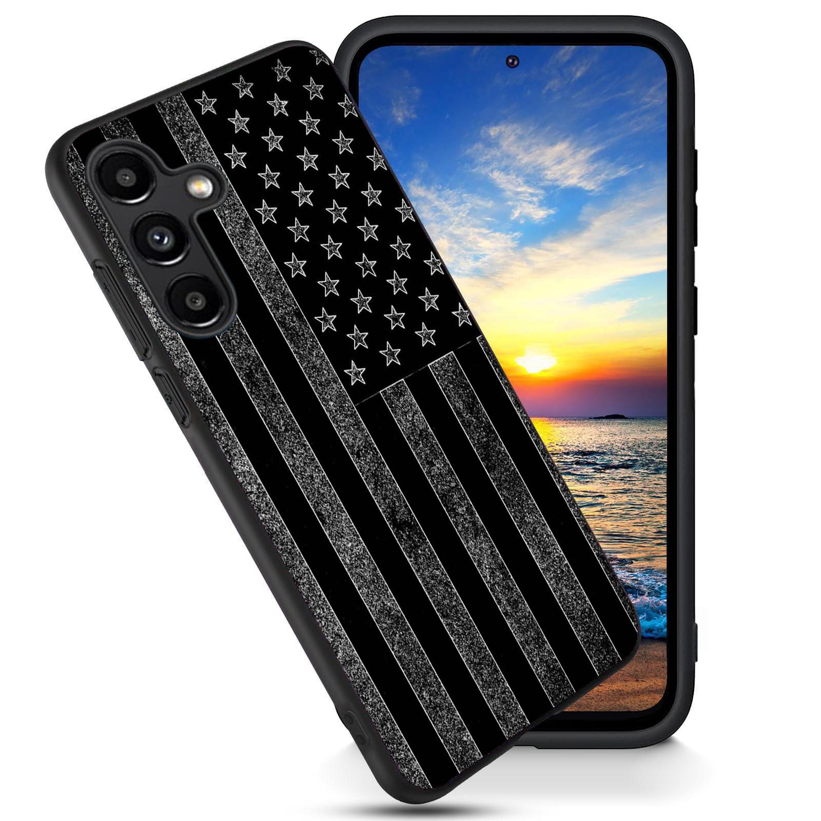FGDRFGRW Designed for Galaxy S25 5G Case,Soft Frosted TPU Ultra Thin Cover,Shock-Absorption,Anti-Scratch Protective Case for Samsung Galaxy S25 5G 6.2",Black and White American Flag