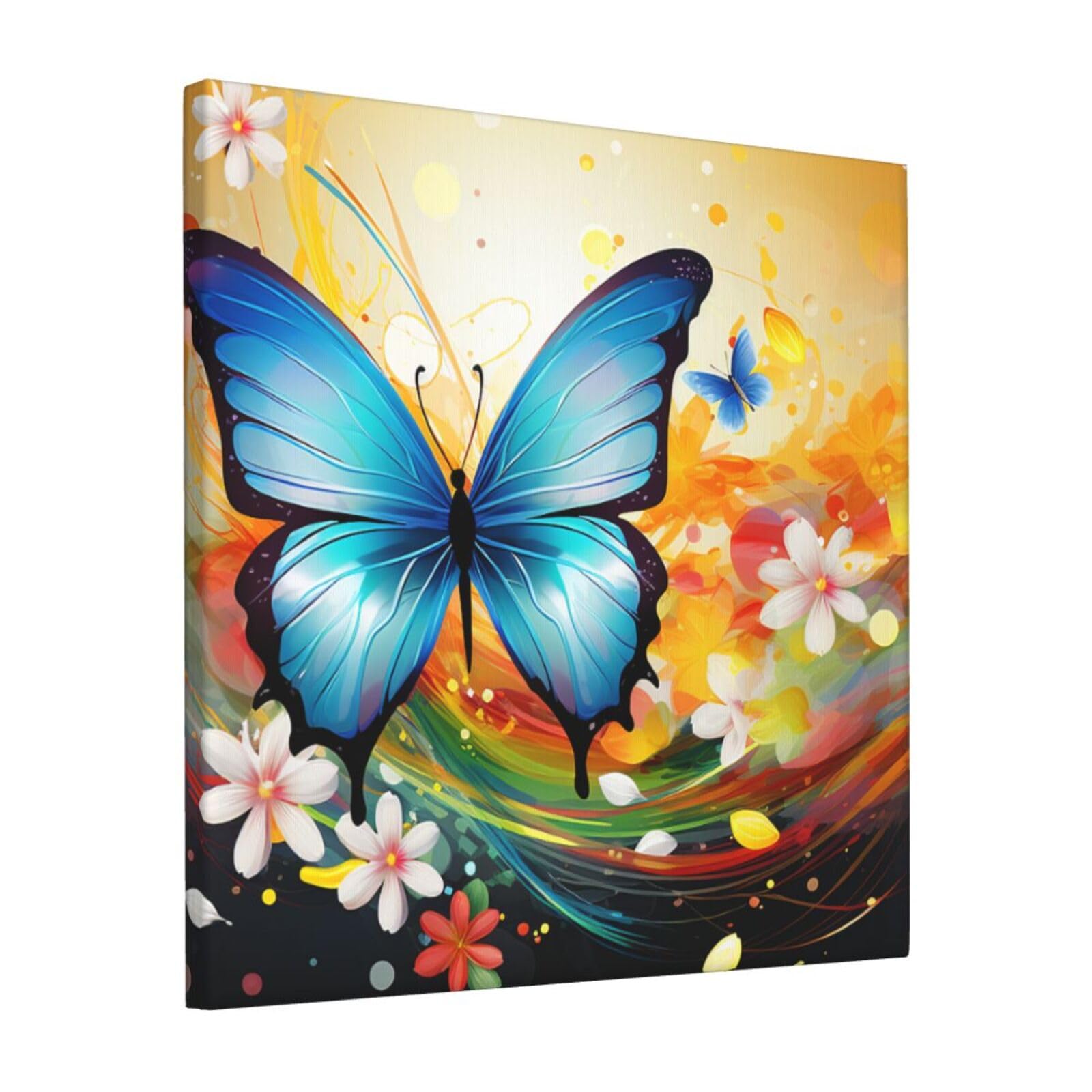 FodPand Colorful with butterfly Canvas Wall Art for Living Room Wall Decor 12"x12" Modern Artwork Painting Pictures Hanging Canvas Prints Aesthetic Wall Art for Bedroom Bathroom Office Wallart Decor