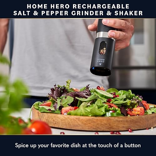 Miniatura 2 de Home Hero Juego de molinillo eléctrico de sal y pimienta, juego de molinillo automático de sal y pimienta recargable, salero electrónico y pimienta