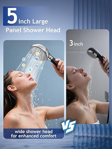 Miniatura 5 de Cabezal de ducha filtrado con mano, cabezal de ducha de 9 ajustes de pulverización de alta presión con filtros, filtro de agua dura con manguera,