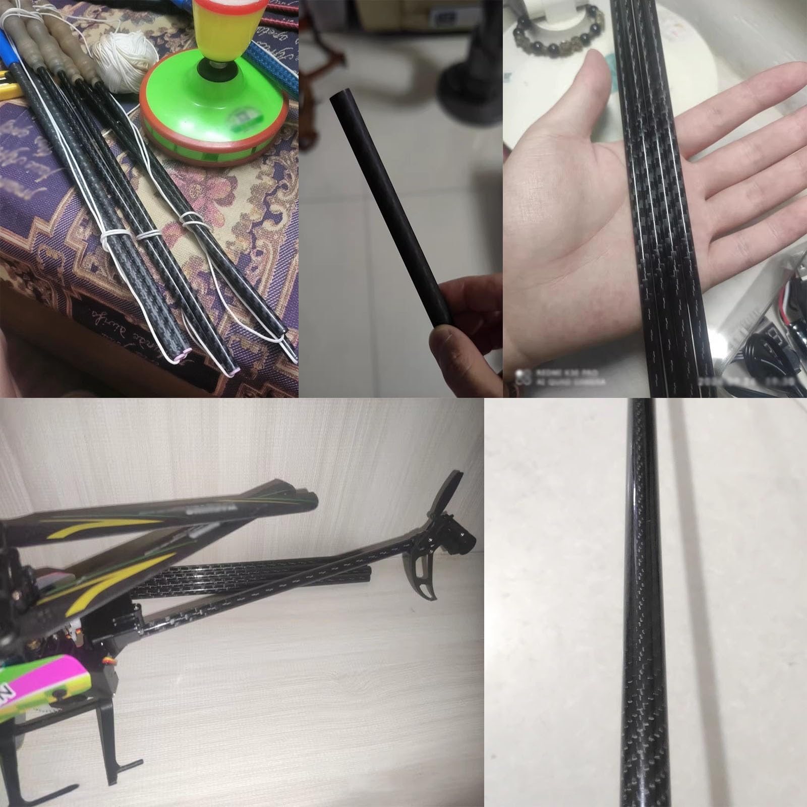 Paquete de 2 tubos de fibra de carbono personalizables: acabado mate 3K, ligeros y de alta resistencia.(10x8mm)