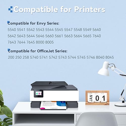 Miniatura 2 de 62XL - Cartuchos de tinta negros y de color compatibles con HP 62XL, paquete combinado de cartuchos de tinta para HP Ink 62 para impresora Envy 7640