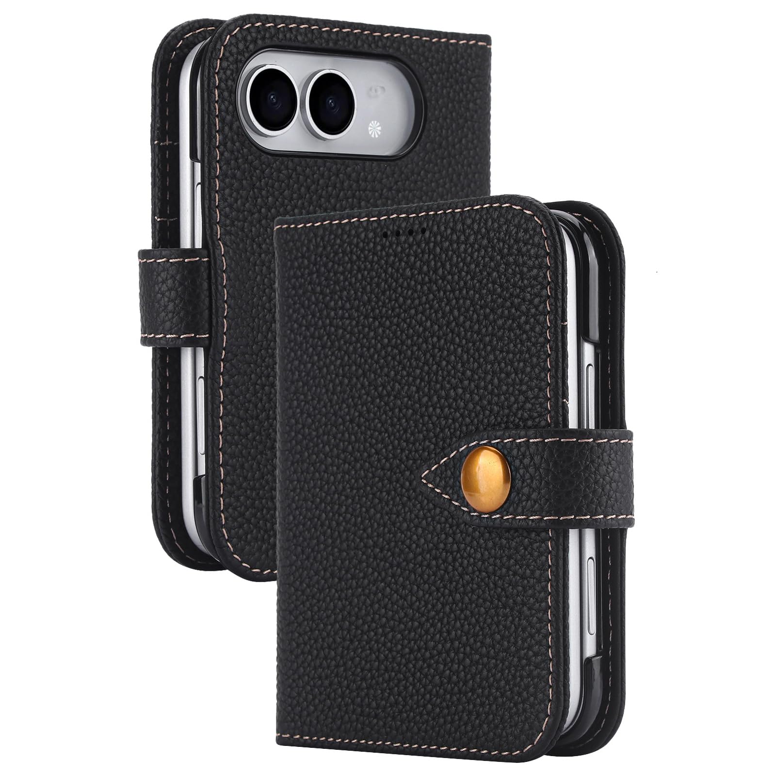 Etui na telefon iPhone Duo, prawdziwa skóra, magnetyczne etui z klapką
