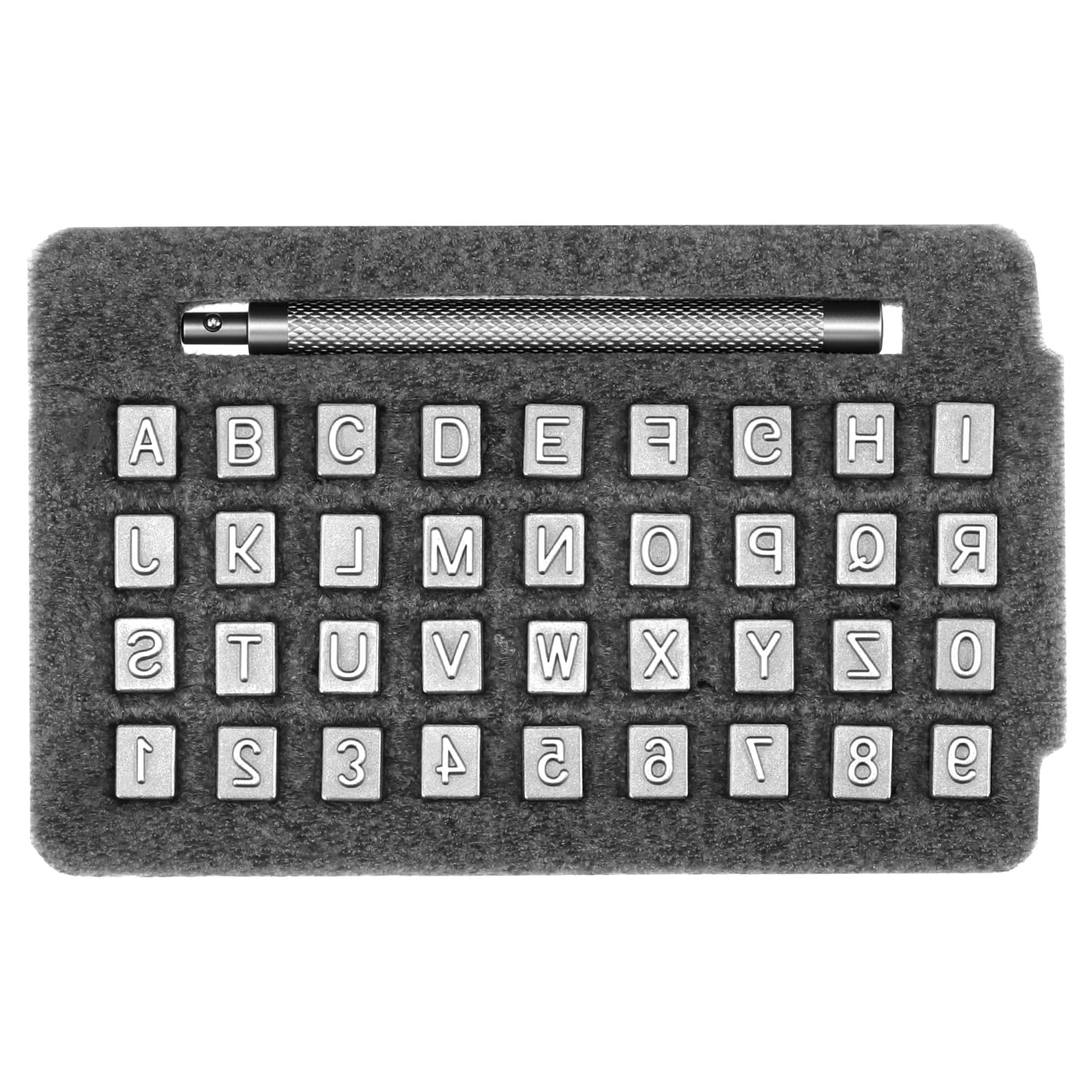QWORK Leather Stamps Set for Leather Working, 37 Pcs Complete Embossing Kit with Numbers, Letters, & Steel Handle, 1/4" Size for Professional Crafting-image-14