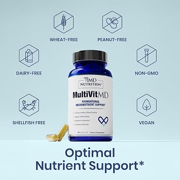 1MD Nutrition MultiVitMD Daily Multivitamin 19 Essential Vitamins & Minerals for Adults Over 55 | Supports Healthy Aging, Heart, Brain, Bone, Immune Health | Designed for Absorption | 30 Capsules