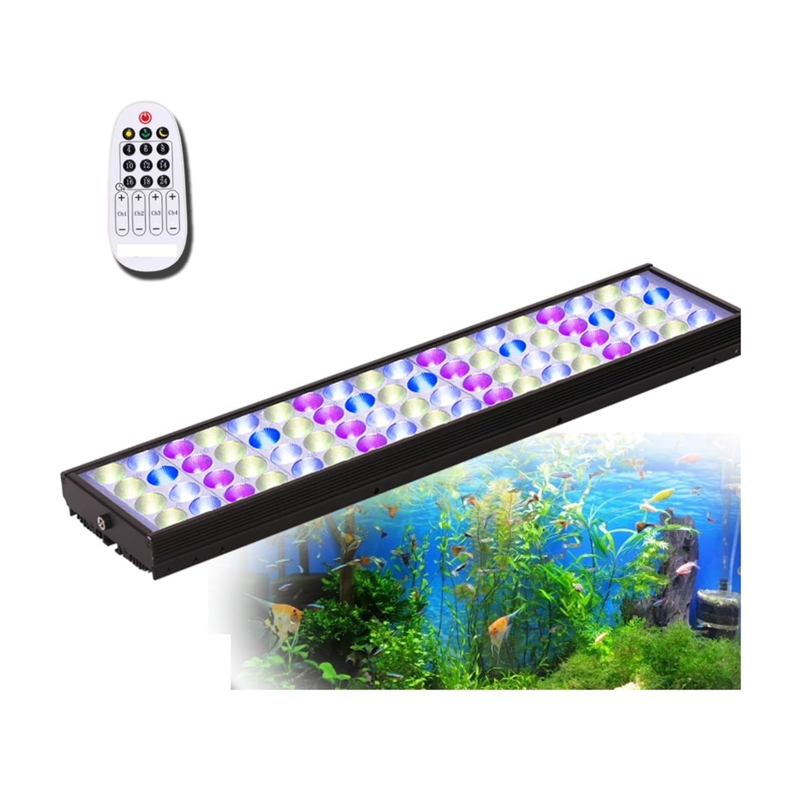 Światło do akwarium, 60cm-150cm WRGB oświetlenie LED do akwarium z timerem potężne oświetlenie do akwarium akwaria oświetlenie dekoracyjne świeżo posadzone światła(For 100-140cm Tank)