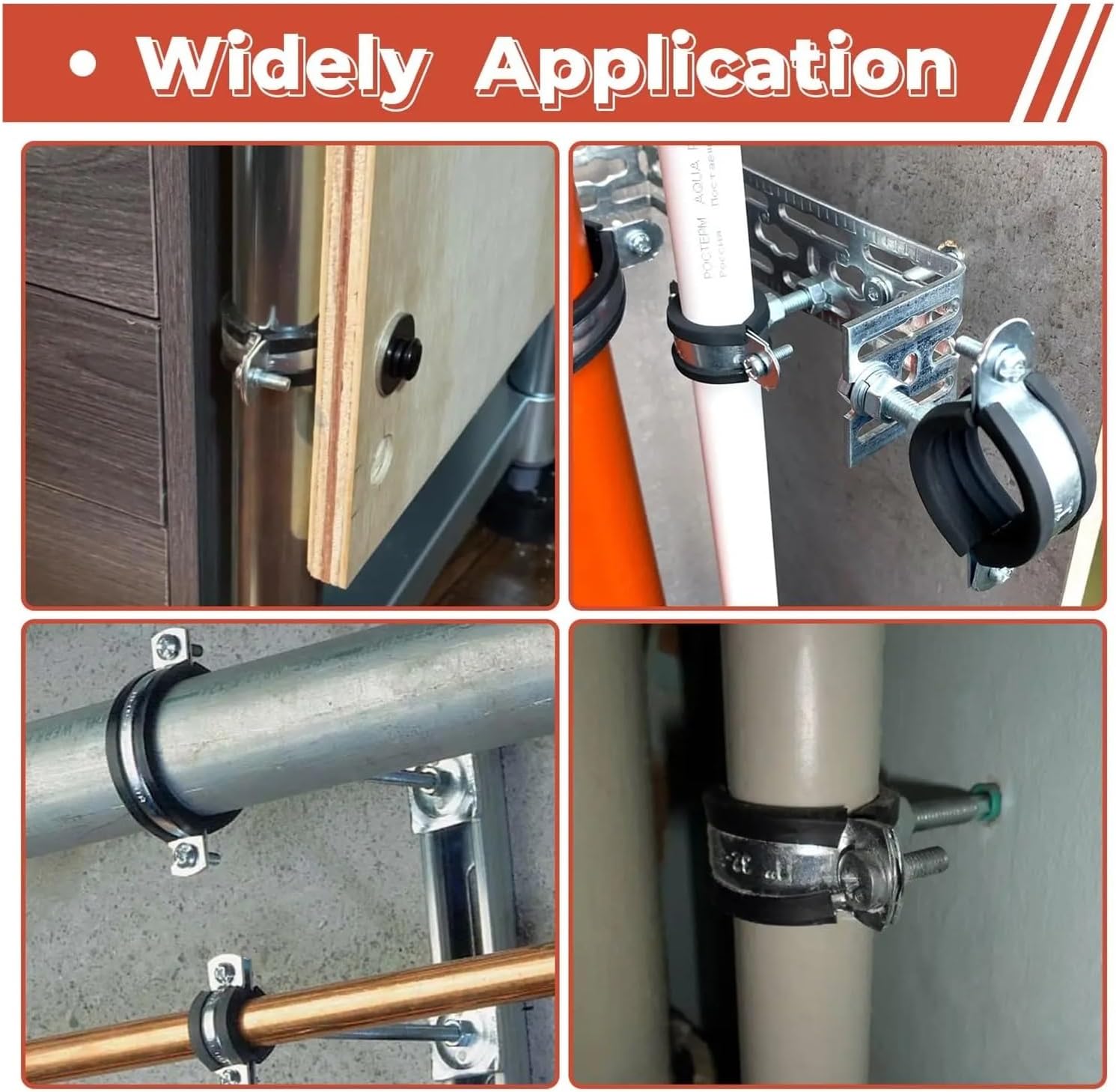 Ceiling Mount Pipe Support 2Pcs Adjustable Pipe Bracket Clamp 20-160mm Wall Ceiling Mount Iron Pipe Strap Support Clamp with Screw&Expansion Pipe Hanger(2pcs 20-25mm)