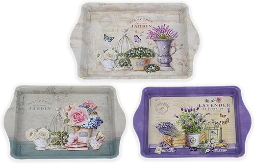 Bandeja de metal para servir de granja, 3 piezas, bandeja decorativa de tocador rústica y de mesa, bandeja de servir para entretenimiento,