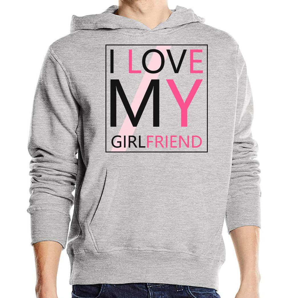 'I Love My Girlfriend' zabawny prezent dla chłopaka uniseks mieszanka bawełny bluza z kapturem szara