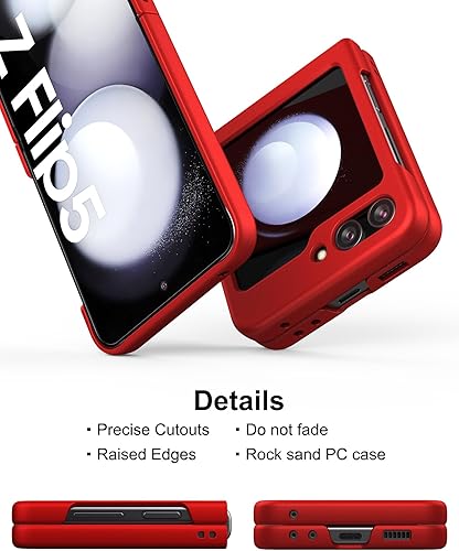 Miniatura 5 de Eastcoo Funda delgada para Galaxy Z Flip 5, parte trasera de policarbonato duro, sensación esmerilada, soporte de carga inalámbrica, ligera, a