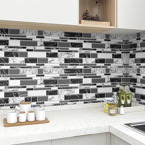 Miniatura 4 de Chejiaye Azulejos 3D para cocina, azulejos de pared para despegar y pegar, papel de contacto de mármol para encimera, papel tapiz apto para