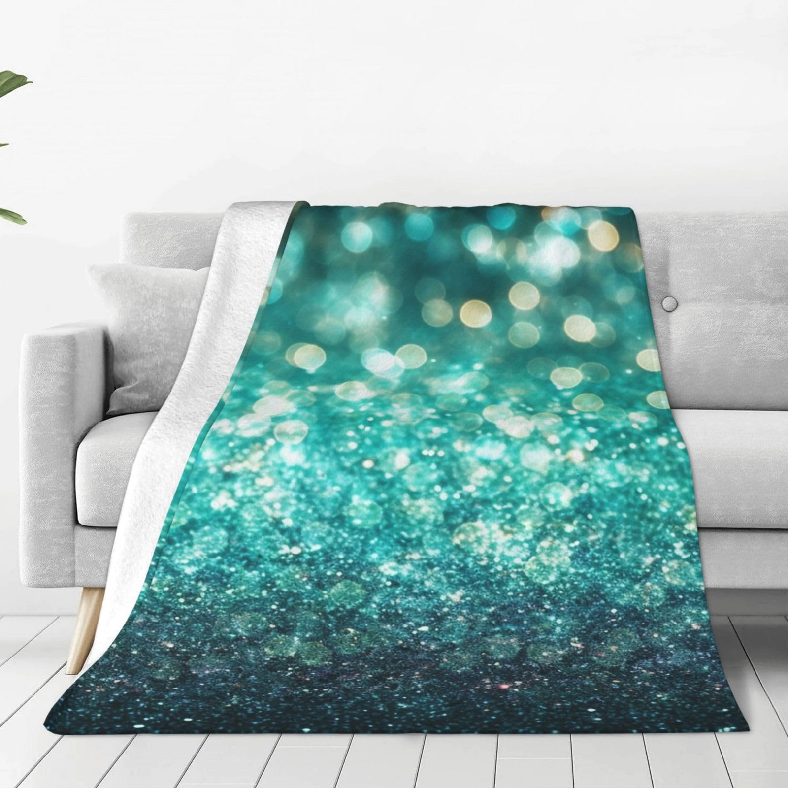 Sparkling Throw Blanket for Couch, Plush Fuzzy Soft Flannel Blankets and Throws for Sofa, 80"x60" Bed Blankets for Travel Camping Chair, All Season Warm Fleece Blanket