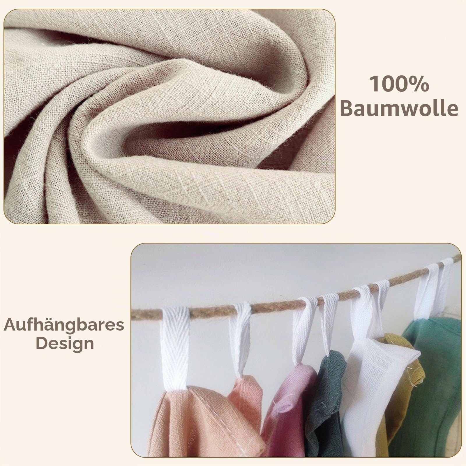 Stoffservietten 30 Stück Leinen und Baumwolle Beige 40x40 cm | Saugfähig und Schnelltrocknend, Waschbar, Faltbar für Besteck, für Hotels Hochzeiten Restaurants