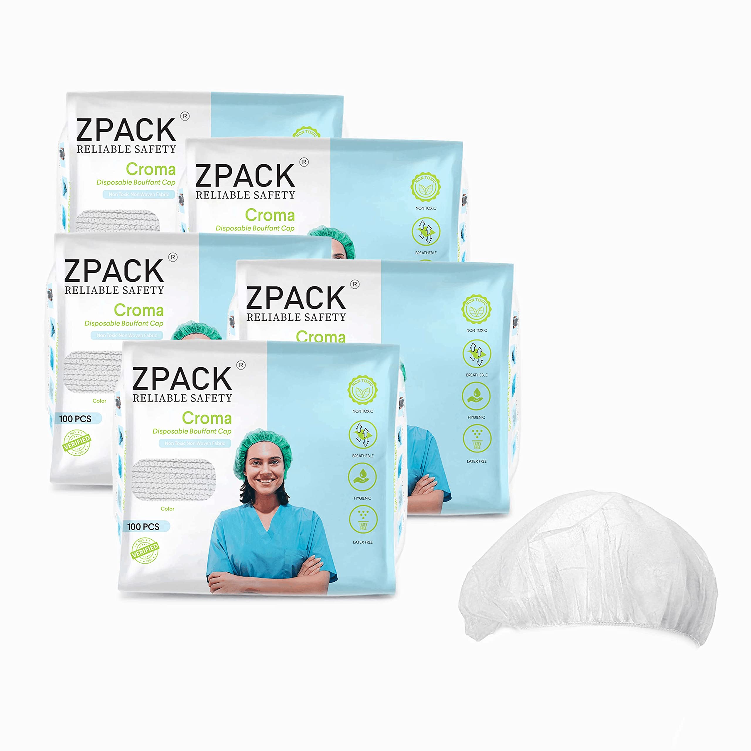 Zpack Croma Disposable Bouffant Cap, Non Woven Head Hairnet Head Cover For Hospital, Medical, Labs, Tattoo, Restaurant, Cosmetics, Kitchen, Cooking, Home Industries (21”, White, Pack of 500) (B09HSCWF2H) Amazon Price History, Amazon Price Tracker