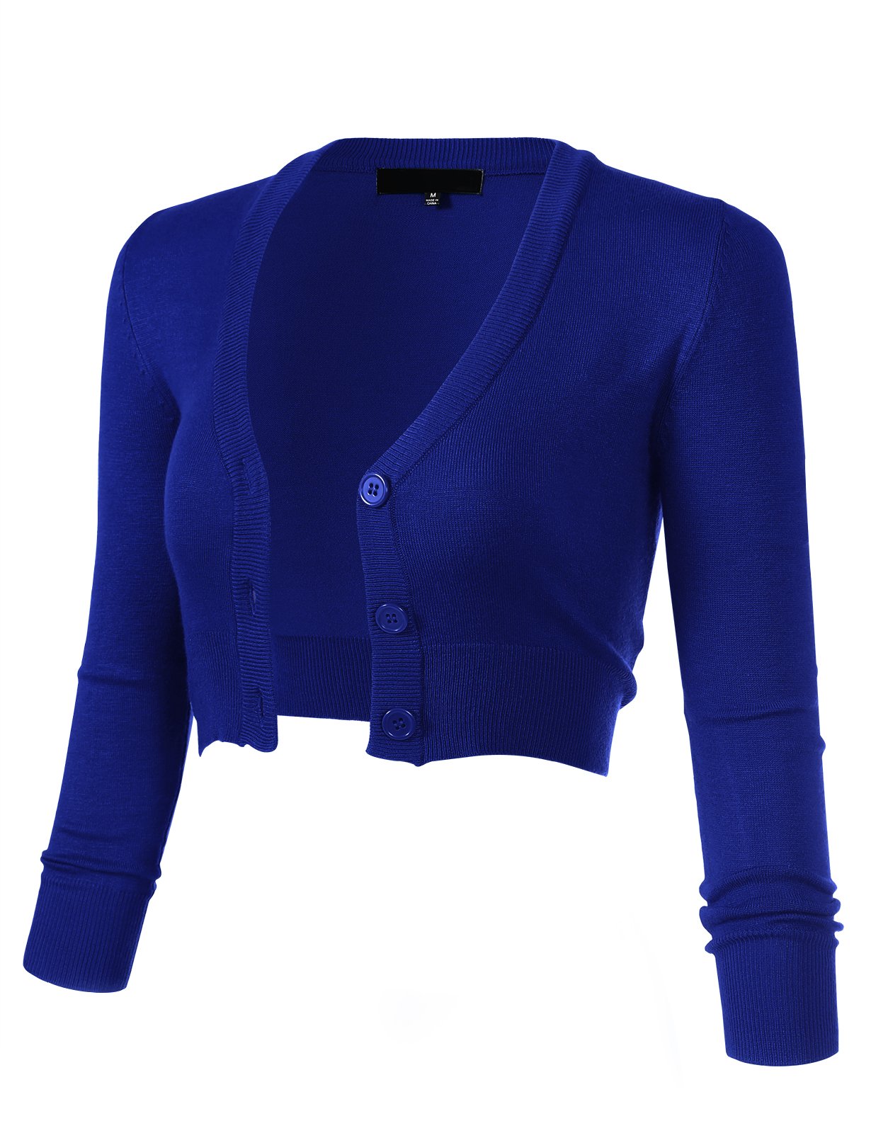 ARC Studio Women's 3/4 Sleeve Cropped Cardigan – Open Front, Knit Bolero Shrug For Dresses