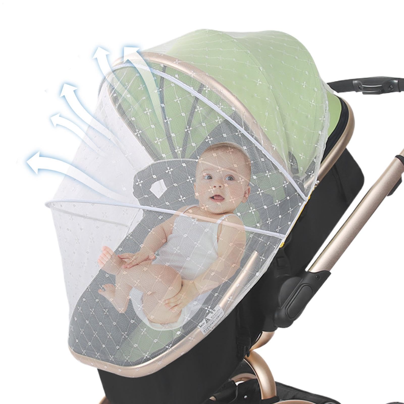 Kinderwagennetz, Stuhlnetz Protective Mesh tragbarer Krippe | Voller Deckwagenzelt, atmungsaktives -Kinderwagen -Netz für Outdoor -Reisen