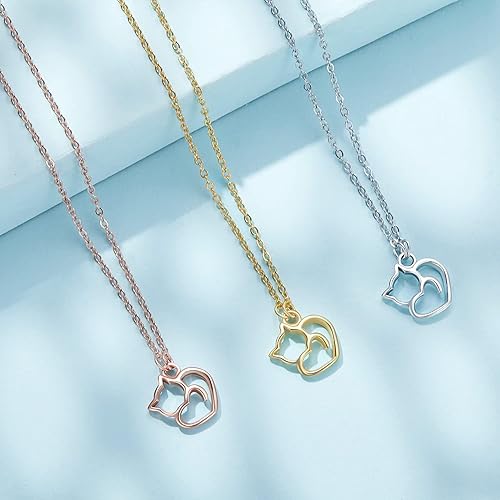 Miniatura 7 de Collar de plata de ley 925 con dije de perro y gato y panda para mujer, lindo y delicado collar con colgante de animales, regalos para gatos, mamá,