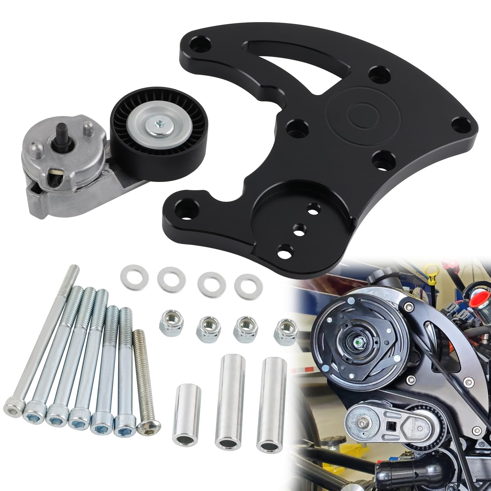 Amazon.com: RiAiCiING LS Swap R4 AC Compressor High Mount Bracket Kit ...