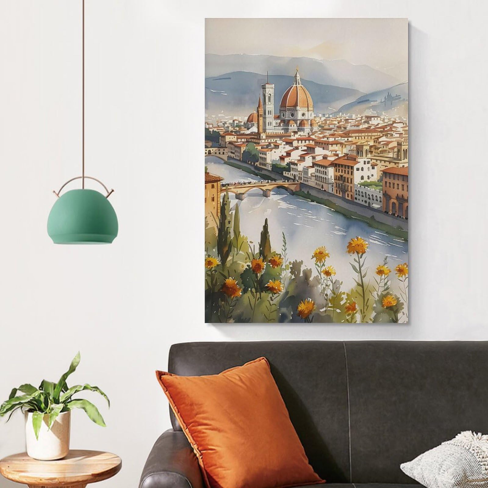 Florenz Aquarellgemälde Italien Reise Wandkunst Florenz Stadt Poster Aquarelldruck Reisegeschenk Heimdekoration ungerahmt 60 x 90 cm