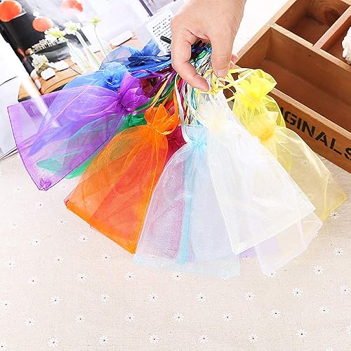 Miniatura 3 de Stratalife Bolsas de organza de malla transparente de 5 x 7 pulgadas con cordón para recuerdos de fiesta de boda, almacenamiento de joyas, 100