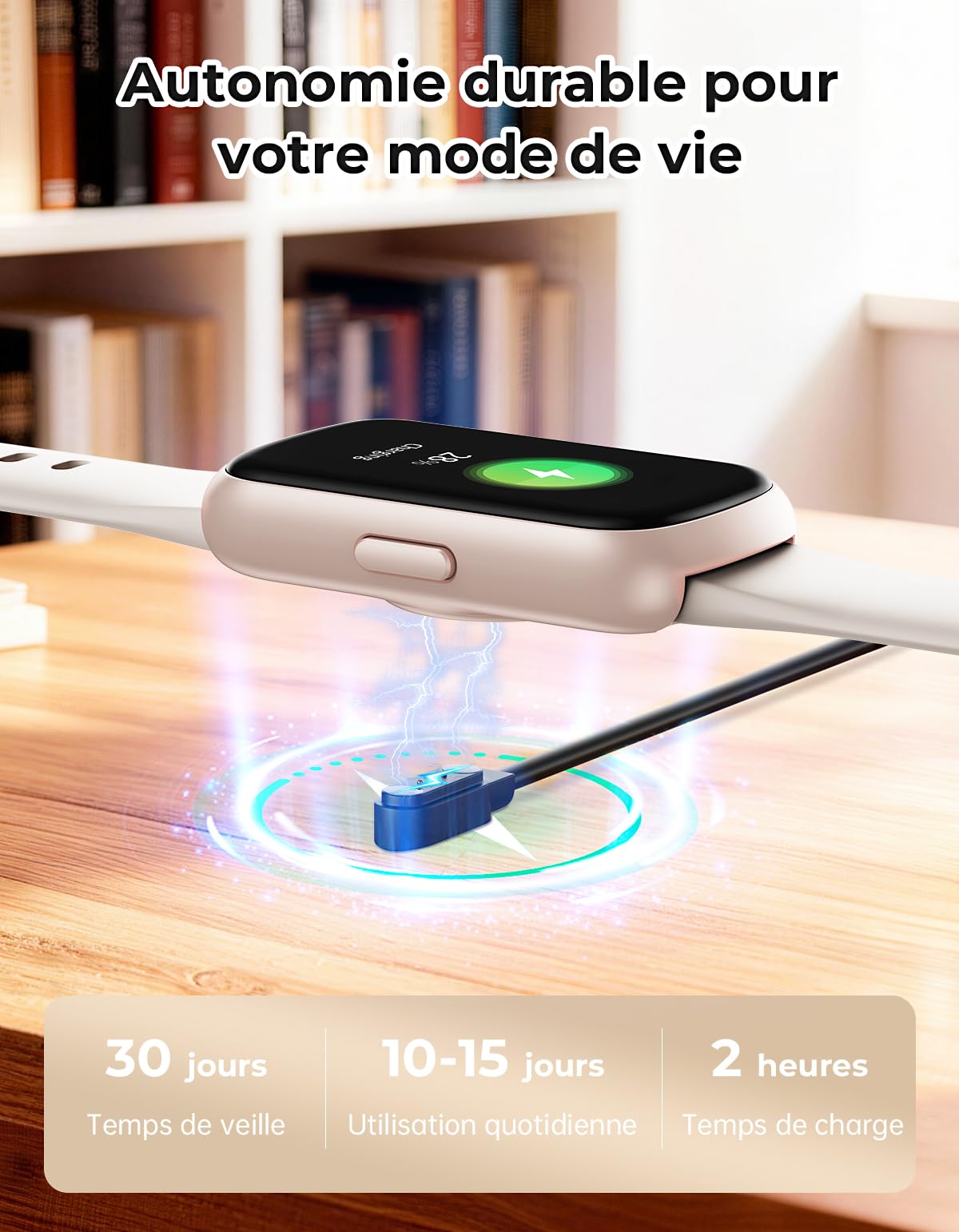 Montre Connectée Femme Homme - 3 Bracelets, 1,47'' Bracelet Connectée avec 24/7 Fréquence Cardiaque, SpO2/Sommeil, Mode Sport, Podomètre, Notification, Etanche 3ATM pour Android iOS, Or Rose/Stellaire