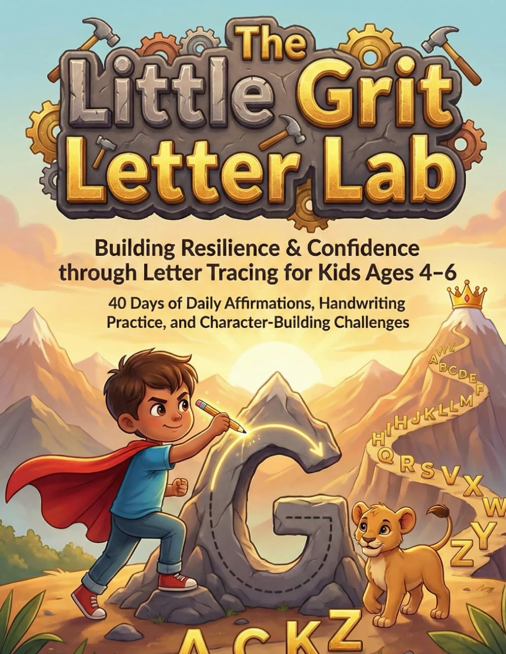 The Little Grit Letter Lab Letter Tracing and Growth Mindset Workbook for Kids Ages 4–6: 40 Days of Daily Affirmations, Handwriting Practice, and Resilience-Building Activities