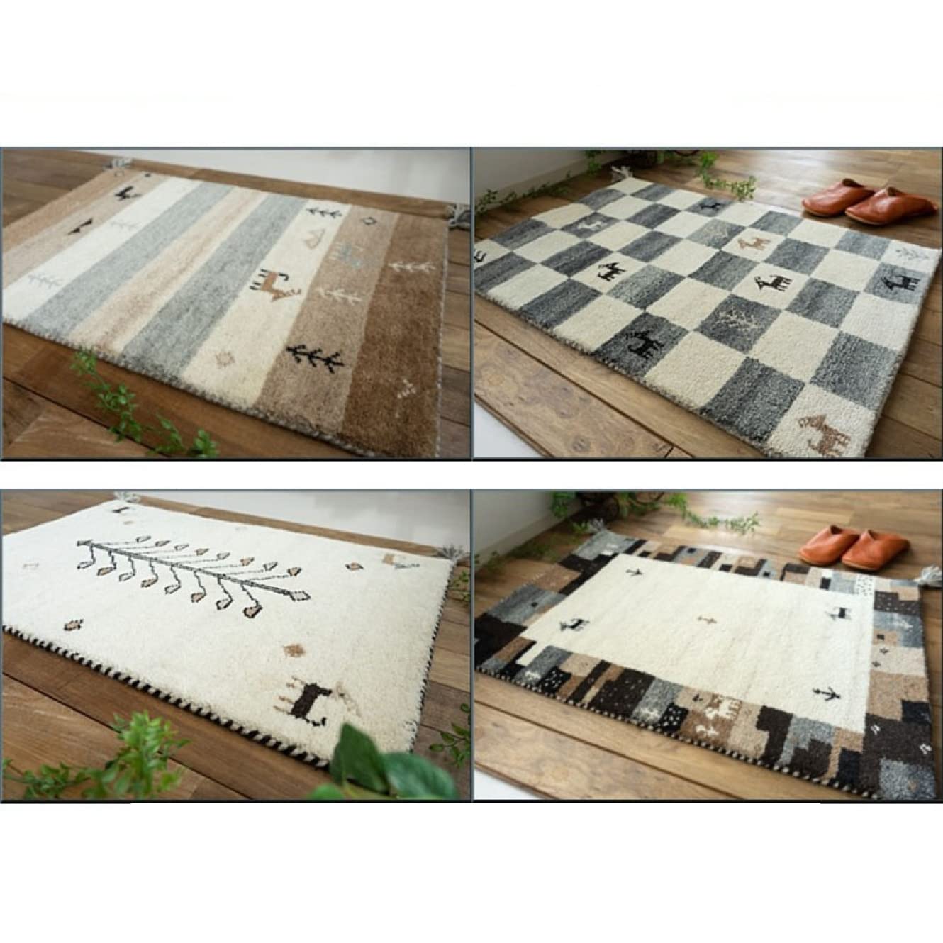 Amazon｜[tanfanLS] ウール 手織り ギャッベ ギャべ マット 玄関マット