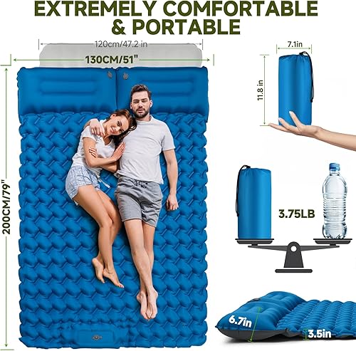 Miniatura 3 de Colchón inflable para colchoneta de dormir para acampar cama de camping inflable con bomba de pie incorporada para tienda de campaña - Alfombra