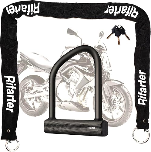 Miniatura 8 de Cerraduras de bicicleta resistentes antirrobo, 0.709 in de grosor para rueda de motocicleta con cadena de 0.236 in x 4 pies, cerradura de cadena