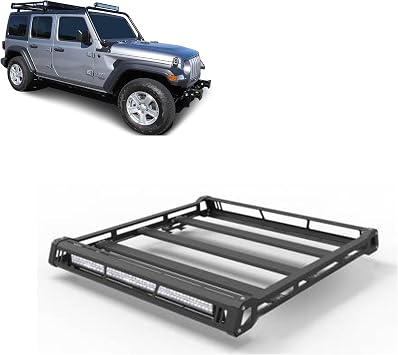 Black Horse Traveler Roof Rack Modular Black Compatible with 2018-2026 Jeep Wrangler JL Incl. 21-24 4xe & Excl. 4-Door Trims with Sky One-Touch Power Top-BA-JL01