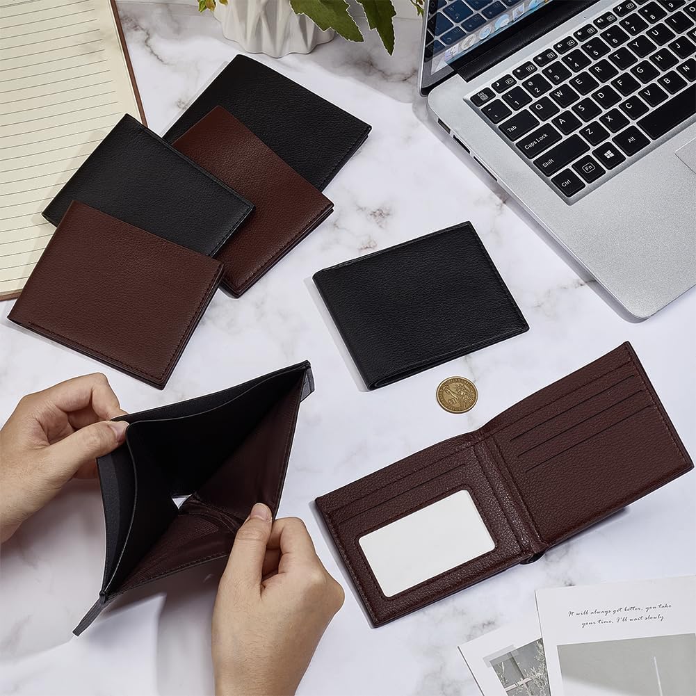 24Pcs PU Leather Men's Wallets Bulk, Bifold Wallet for DIY Engraving Minimalist Stylish Front Pocket with Money Clip Card Holder for Employees Appreciation (12 Black & 12 Coconut Brown) - Image 3