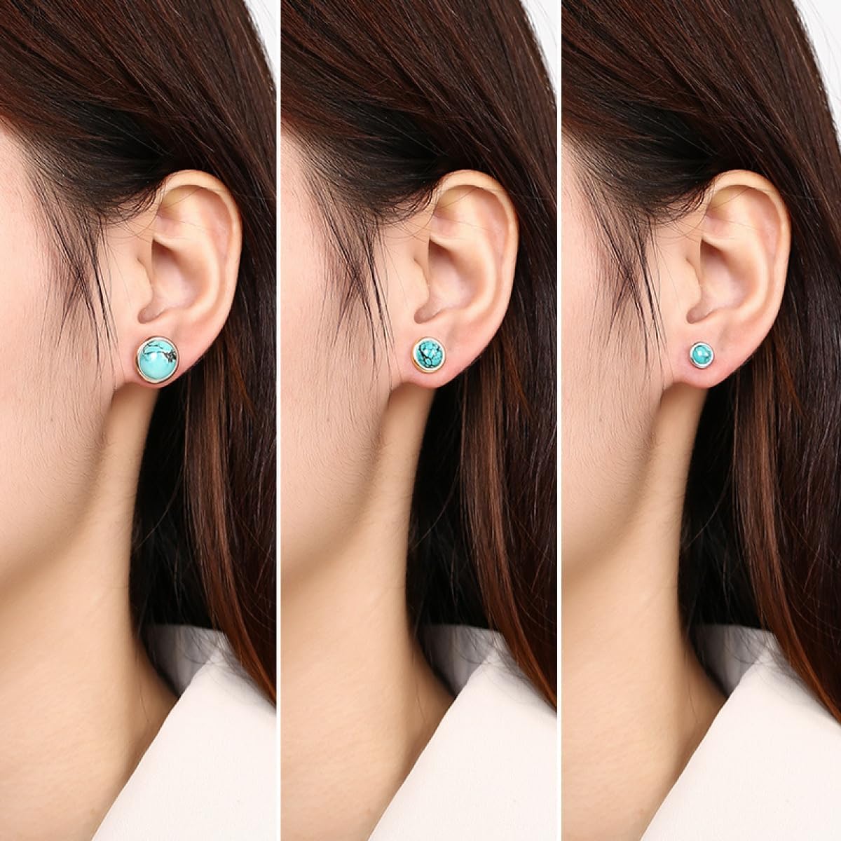 1 Pair 5/6/8/10mm Round Cabochon Earring Settings 925 Sterling Silver Blank Stud Earrings for DIY Jewelry Findings,Earring Making Supplies